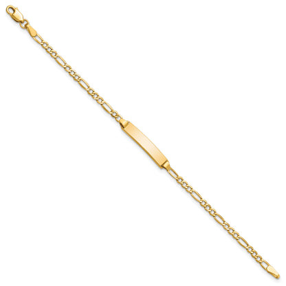 14K Yellow Gold Polished Semi Solid Chain/Solid Plate Figaro Link 19.5X4.5mm 7 Inch Id Bracelet