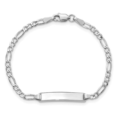 5.5 Inch 14K Wg Semi-Solid Polished Figaro Id Bracelet