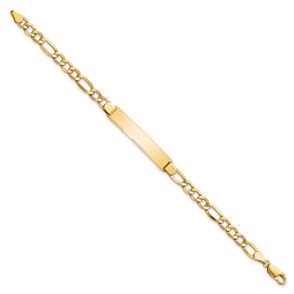 8 Inch 14K Polished Semi-Solid Figaro Id Bracelet