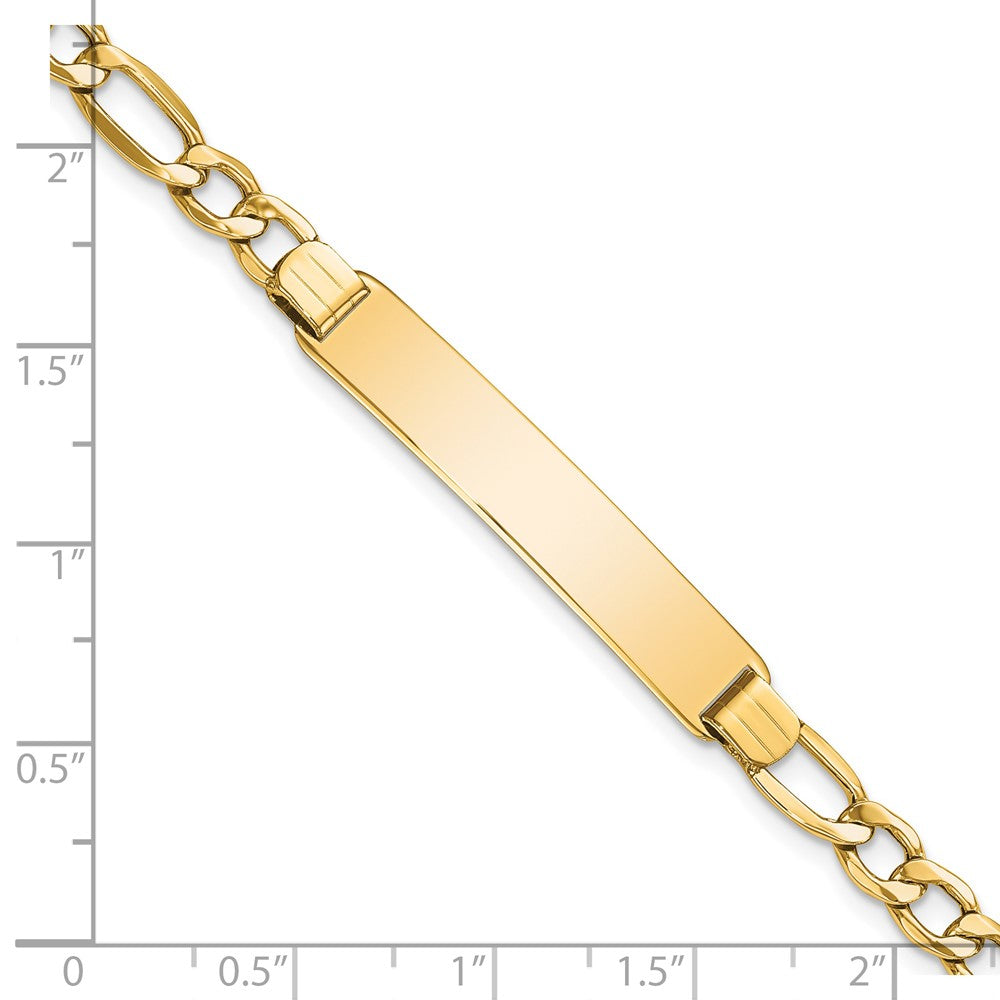 7 Inch 14K Polished Semi-Solid Figaro Id Bracelet