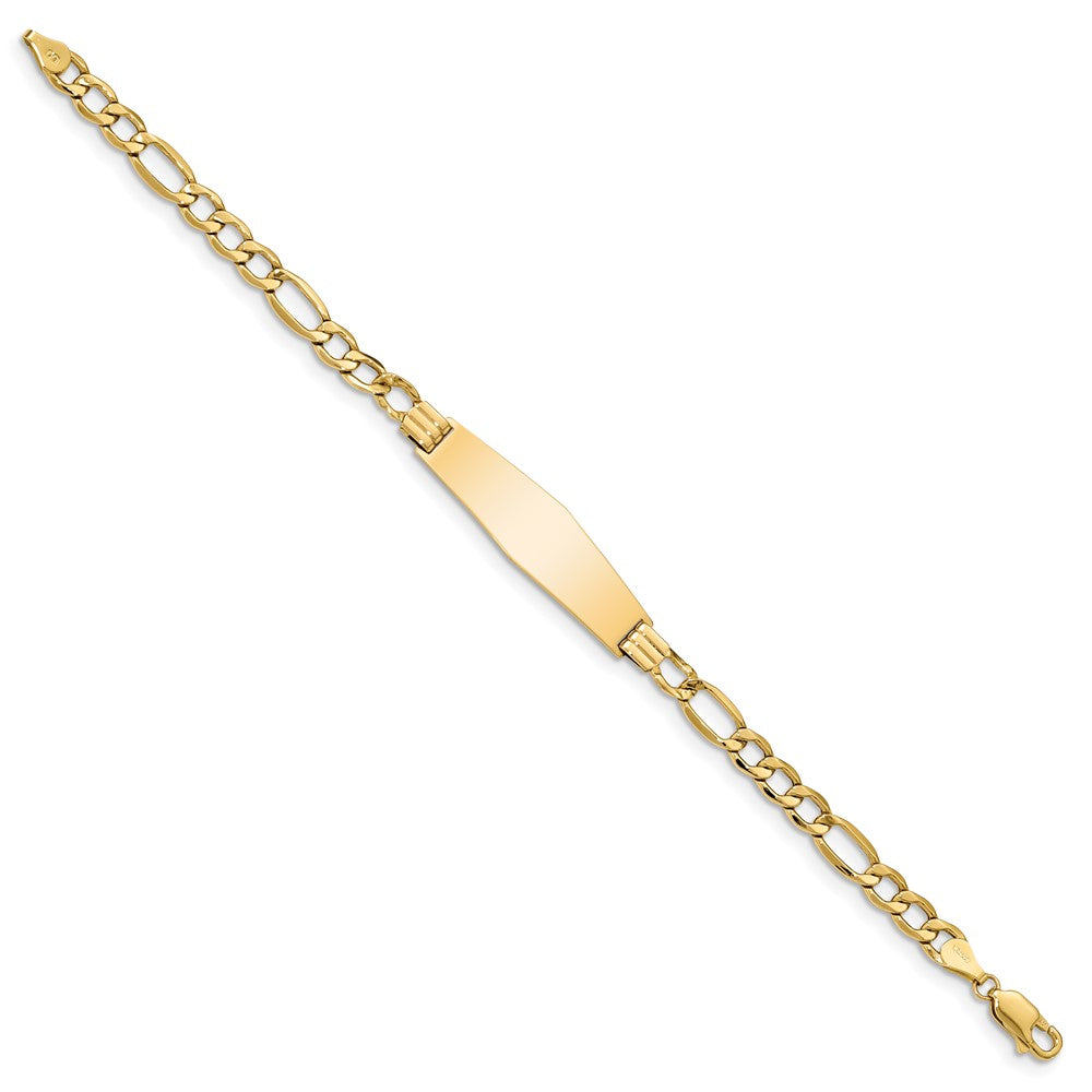 8 Inch 14K Polished Semi-Solid Soft Diamond Shape Figaro Id Bracelet