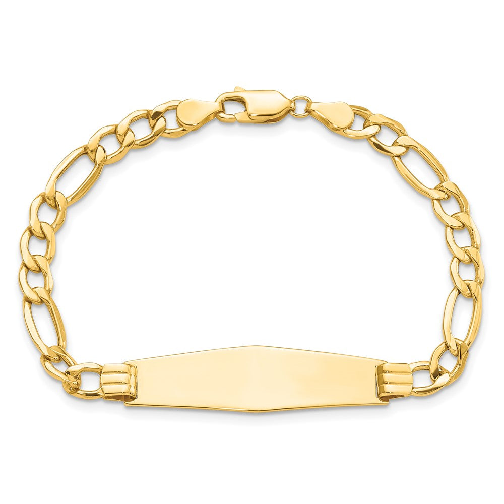 8 Inch 14K Polished Semi-Solid Soft Diamond Shape Figaro Id Bracelet