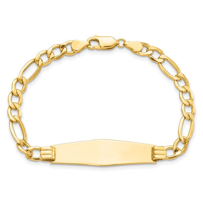 8 Inch 14K Polished Semi-Solid Soft Diamond Shape Figaro Id Bracelet