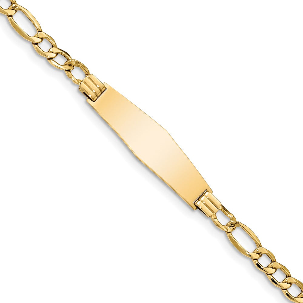 8 Inch 14K Polished Semi-Solid Soft Diamond Shape Figaro Id Bracelet