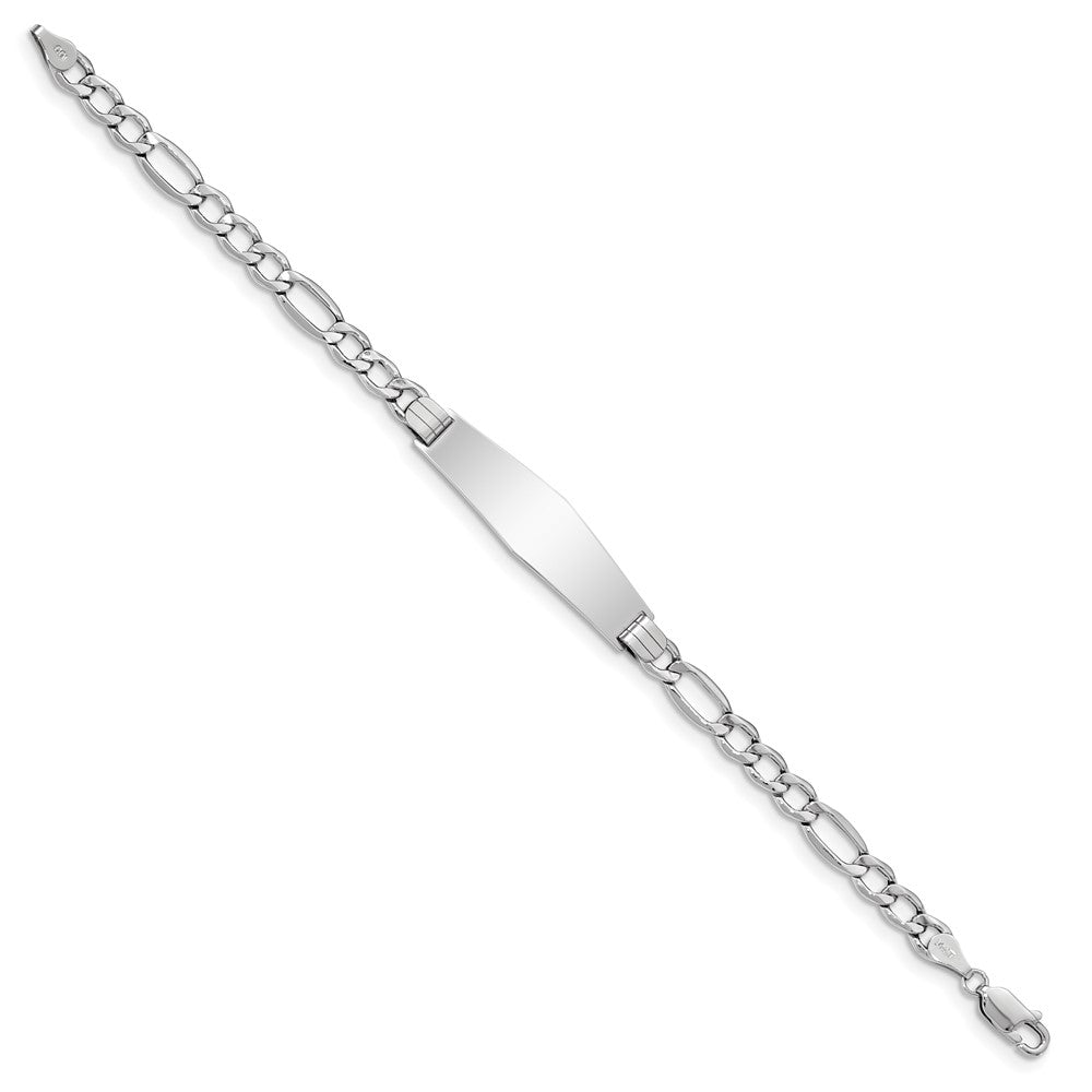 7 Inch 14K Wg Polished Semi-Solid Soft Diamond Shape Figaro Id Bracelet