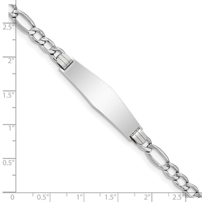 7 Inch 14K Wg Polished Semi-Solid Soft Diamond Shape Figaro Id Bracelet