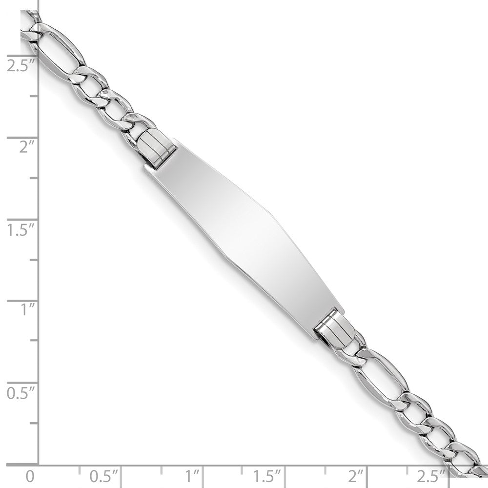 8 Inch 14K Wg Polished Semi-Solid Soft Diamond Shape Figaro Id Bracelet