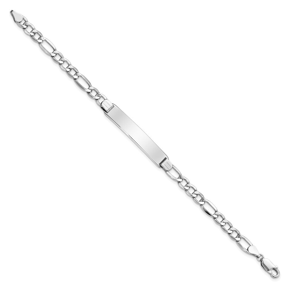 7 Inch 14K Wg Polished Semi-Solid Figaro Id Bracelet