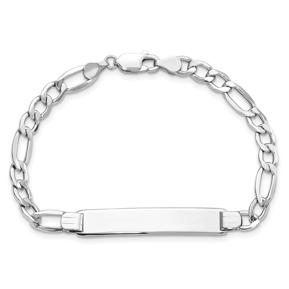 7 Inch 14K Wg Polished Semi-Solid Figaro Id Bracelet