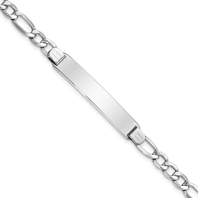 7 Inch 14K Wg Polished Semi-Solid Figaro Id Bracelet