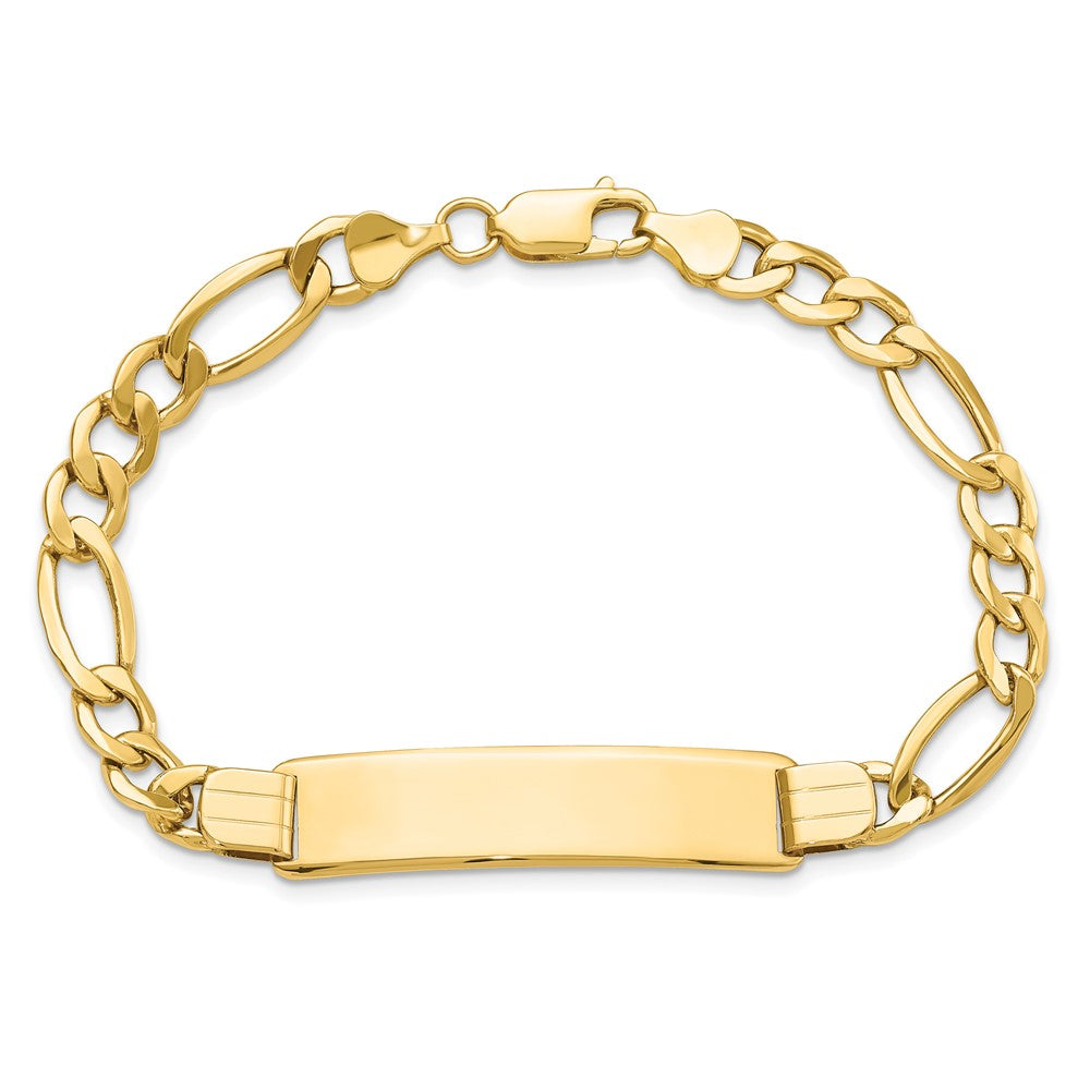 8 Inch 14K Polished Semi-Solid Figaro Id Bracelet