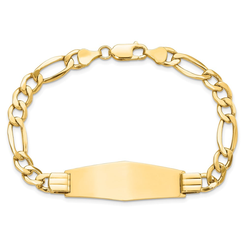 8 Inch 14K Polished Semi-Solid Soft Diamond Shape Figaro Id Bracelet