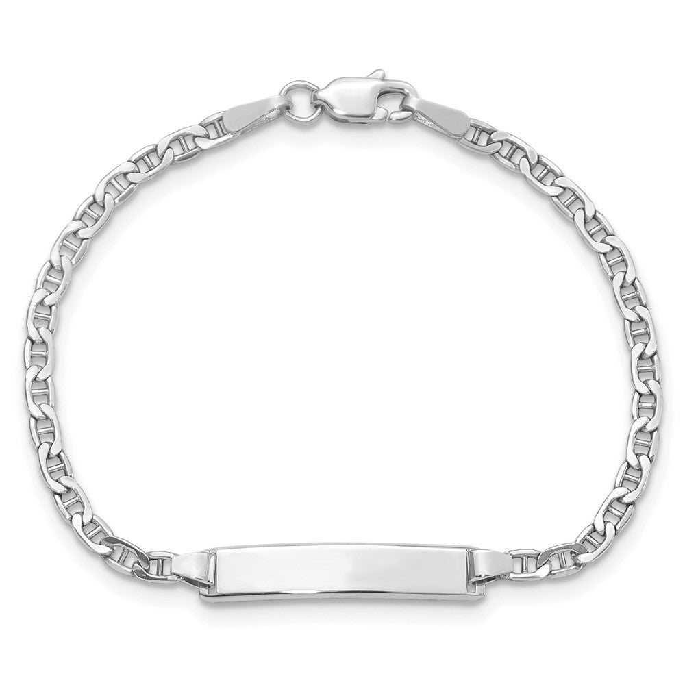 5.5 Inch 14K Wg Semi-Solid Anchor Link Id Bracelet