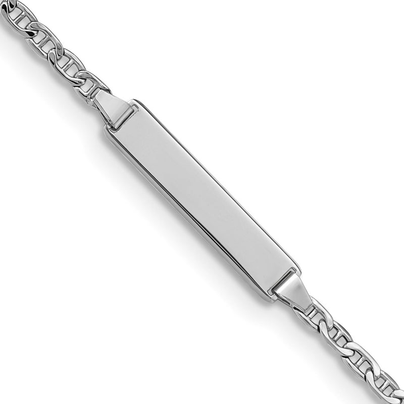 5.5 Inch 14K Wg Semi-Solid Anchor Link Id Bracelet