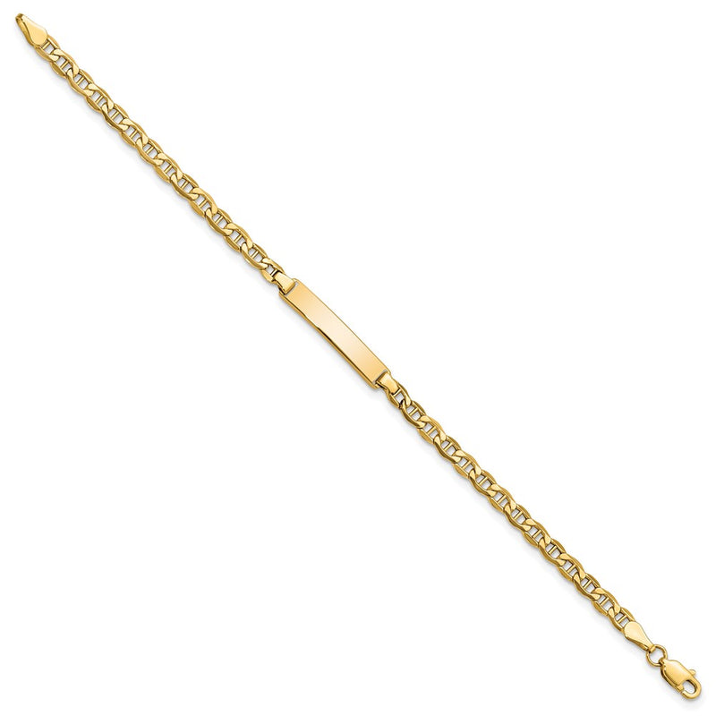 14K Yellow Gold Polished Semi Solid Chain/Solid Plate Anchor Link 23.3X4.5mm 6 Inch Baby/Child Id Bracelet