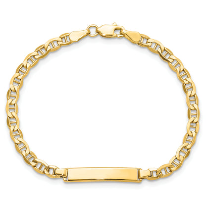 14K Yellow Gold Polished Semi Solid Chain/Solid Plate Anchor Link 22.5X4.5mm 7 Inch Id Bracelet