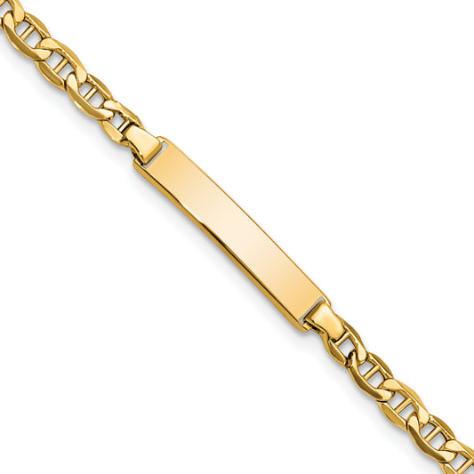 14K Yellow Gold Polished Semi Solid Chain/Solid Plate Anchor Link 22.5X4.5mm 7 Inch Id Bracelet