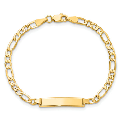 14K Yellow Gold Polished Semi Solid Chain/Solid Plate Figaro Link 23X4.3mm 7 Inch Id Bracelet
