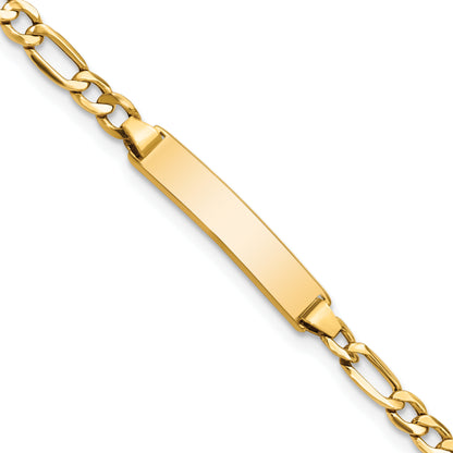 14K Yellow Gold Polished Semi Solid Chain/Solid Plate Figaro Link 23X4.3mm 7 Inch Id Bracelet