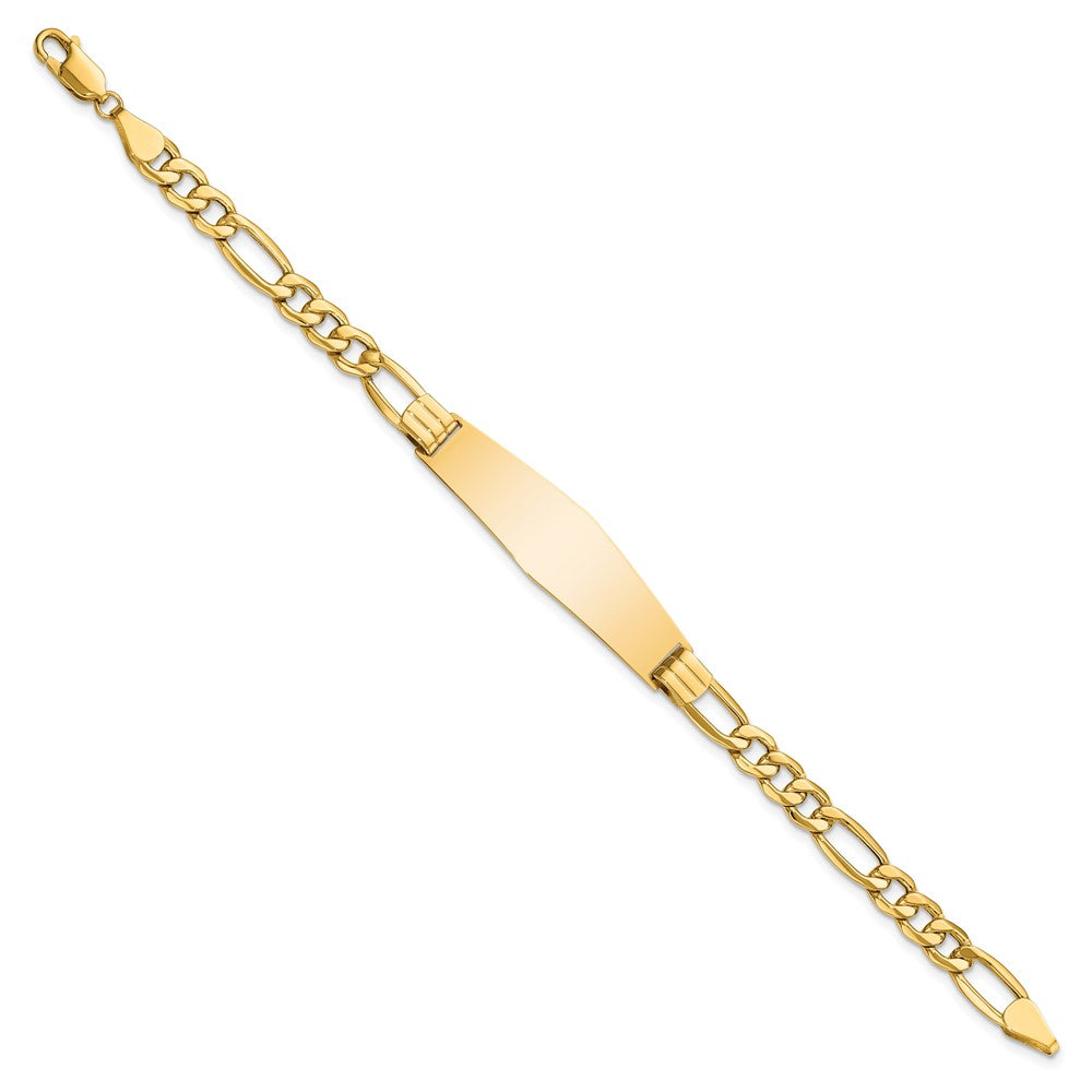 8 Inch 14K Semi-Solid Figaro Link Soft Diamond Shape Id Bracelet
