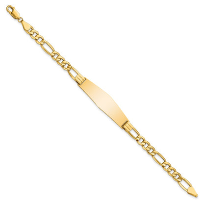 8 Inch 14K Semi-Solid Figaro Link Soft Diamond Shape Id Bracelet