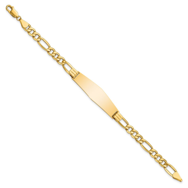 8 Inch 14K Semi-Solid Figaro Link Soft Diamond Shape Id Bracelet