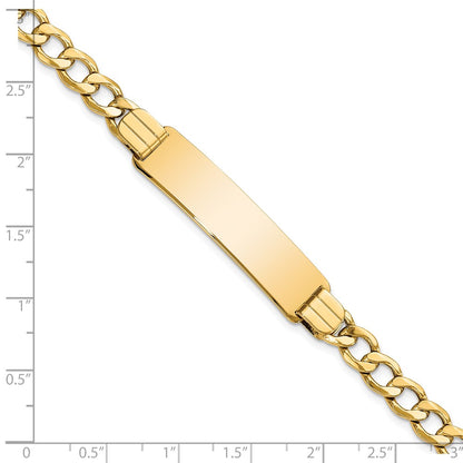 8 Inch 14K Semi-Solid Curb Link Id Bracelet