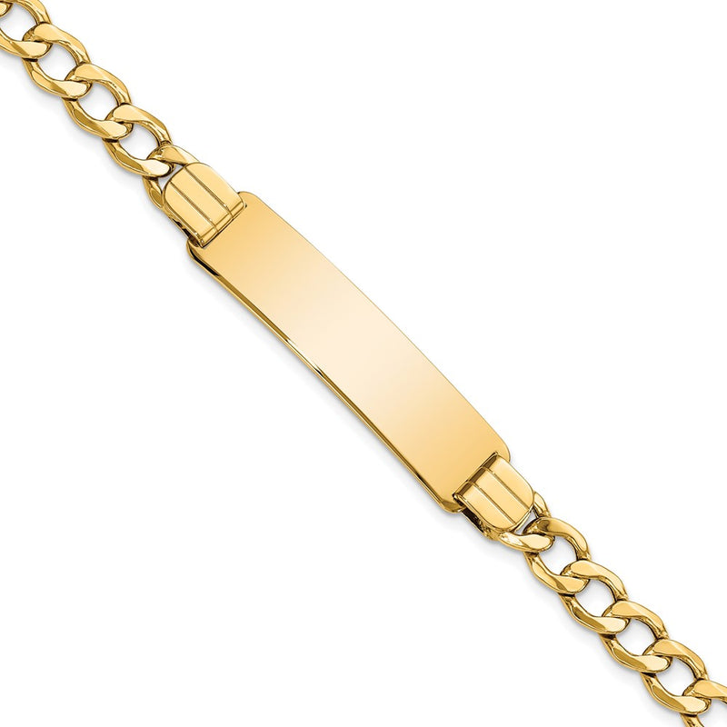 8 Inch 14K Semi-Solid Curb Link Id Bracelet