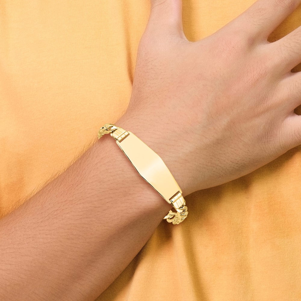 8 Inch 14K Semi-Solid Soft Diamond Shape Curb Link Id Bracelet