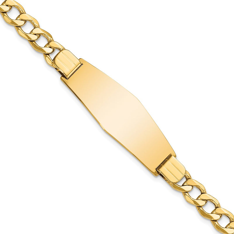 7 Inch 14K Semi-Solid Soft Diamond Shape Curb Link Id Bracelet