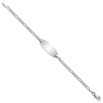 5.5 Inch 14K White Gold Semi-Solid Oval Figaro Id Bracelet