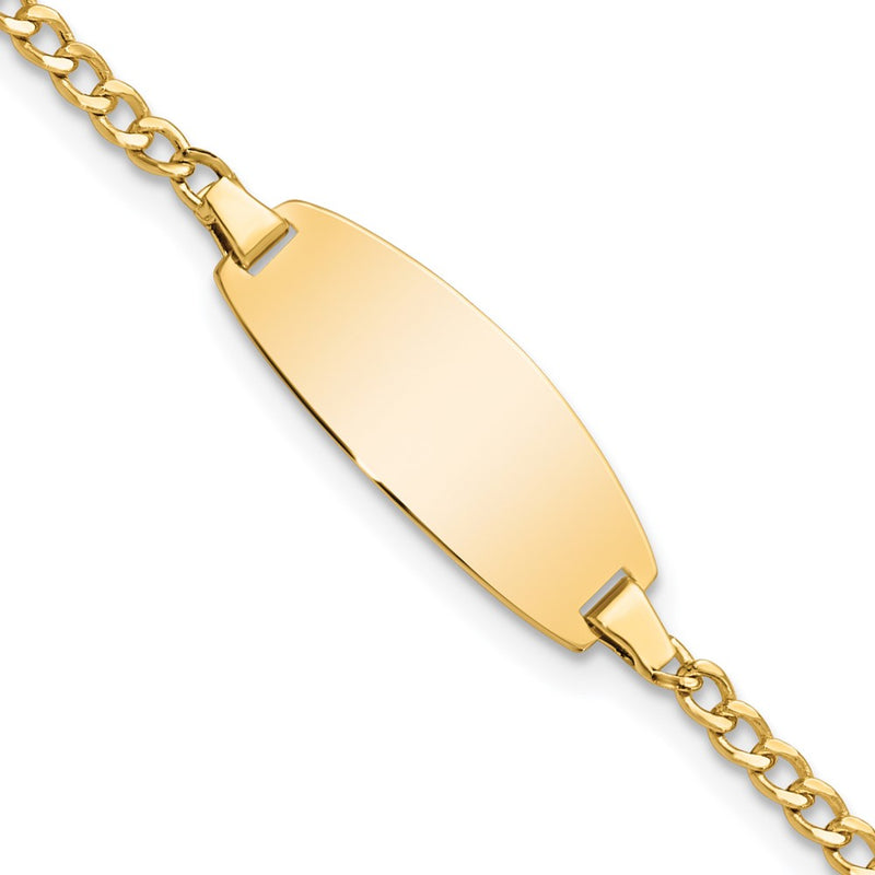 5.5 Inch 14K Semi-Solid Oval Curb Id Bracelet