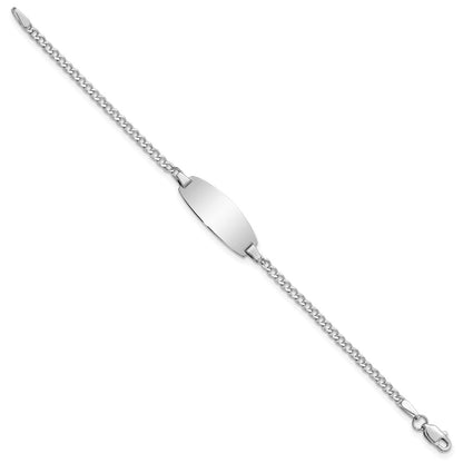5.5 Inch 14K White Gold Semi-Solid Oval Curb Id Bracelet