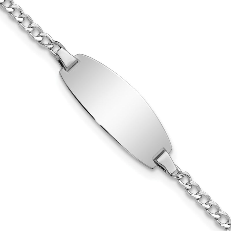 5.5 Inch 14K White Gold Semi-Solid Oval Curb Id Bracelet
