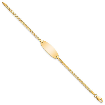 5.5 Inch 14K Semi-Solid Oval Anchor Id Bracelet