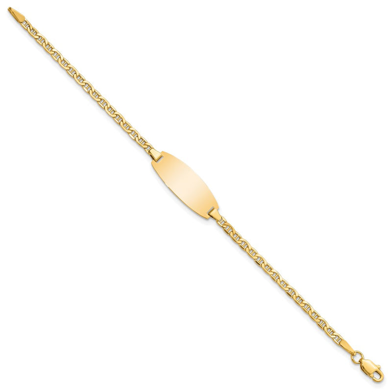 5.5 Inch 14K Semi-Solid Oval Anchor Id Bracelet