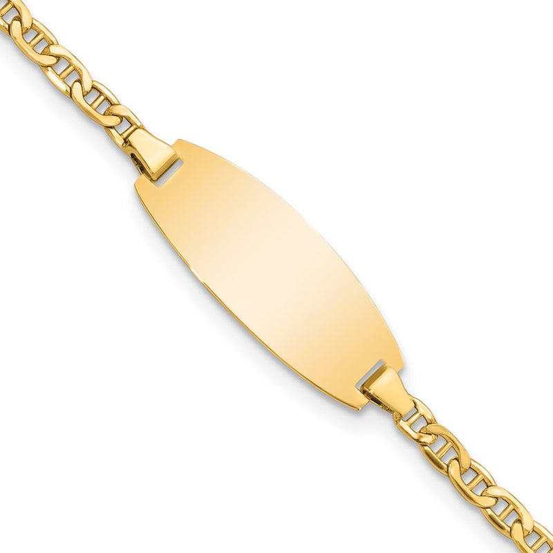 5.5 Inch 14K Semi-Solid Oval Anchor Id Bracelet