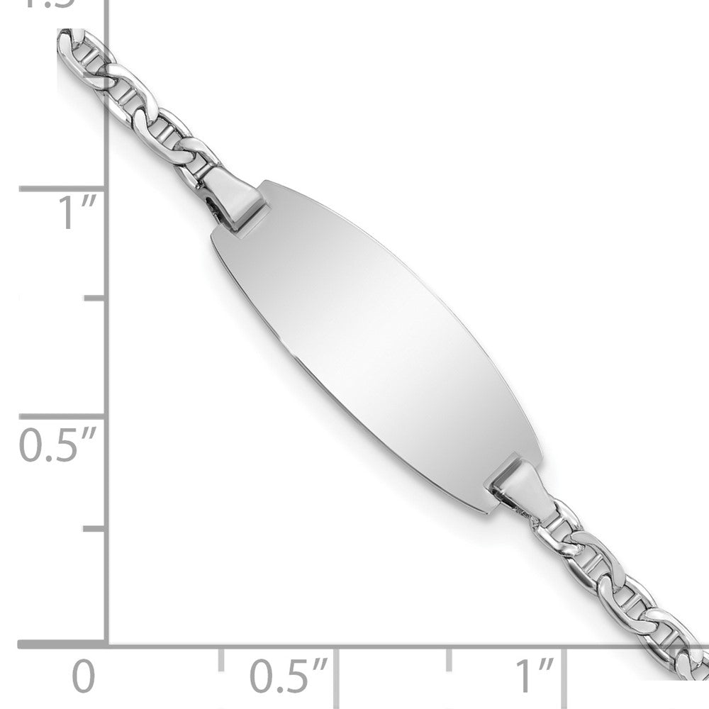 5.5 Inch 14K White Gold Semi-Solid Oval Anchor Id Bracelet