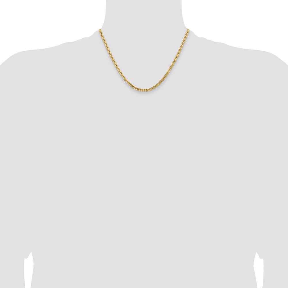 14K Yellow Gold 3.5mm Solid Miami Cuban Link With Lobster Clasp Chain Necklace