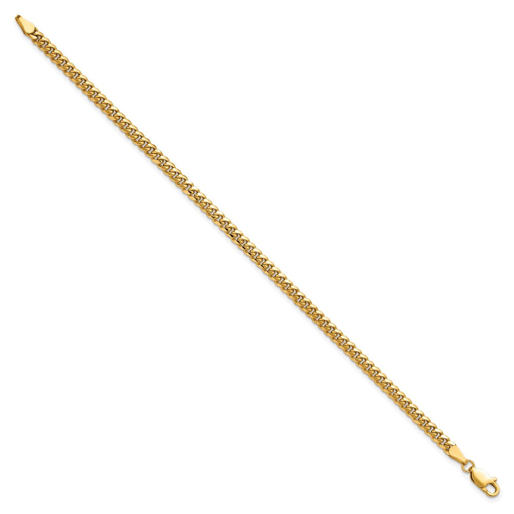 14K Yellow Gold 3.5mm Solid Miami Cuban Link With Lobster Clasp Chain Bracelet