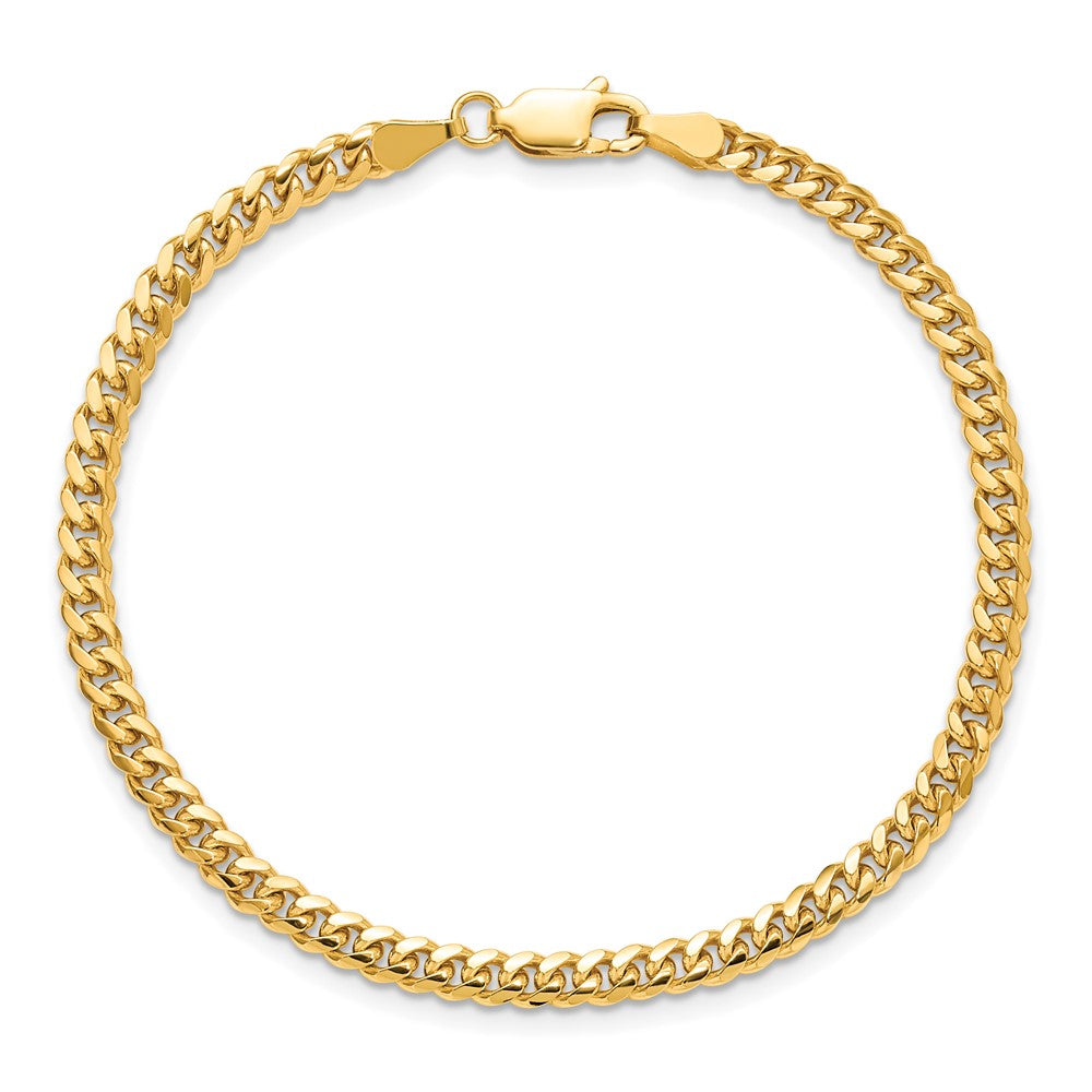 14K Yellow Gold 3.5mm Solid Miami Cuban Link With Lobster Clasp Chain Bracelet