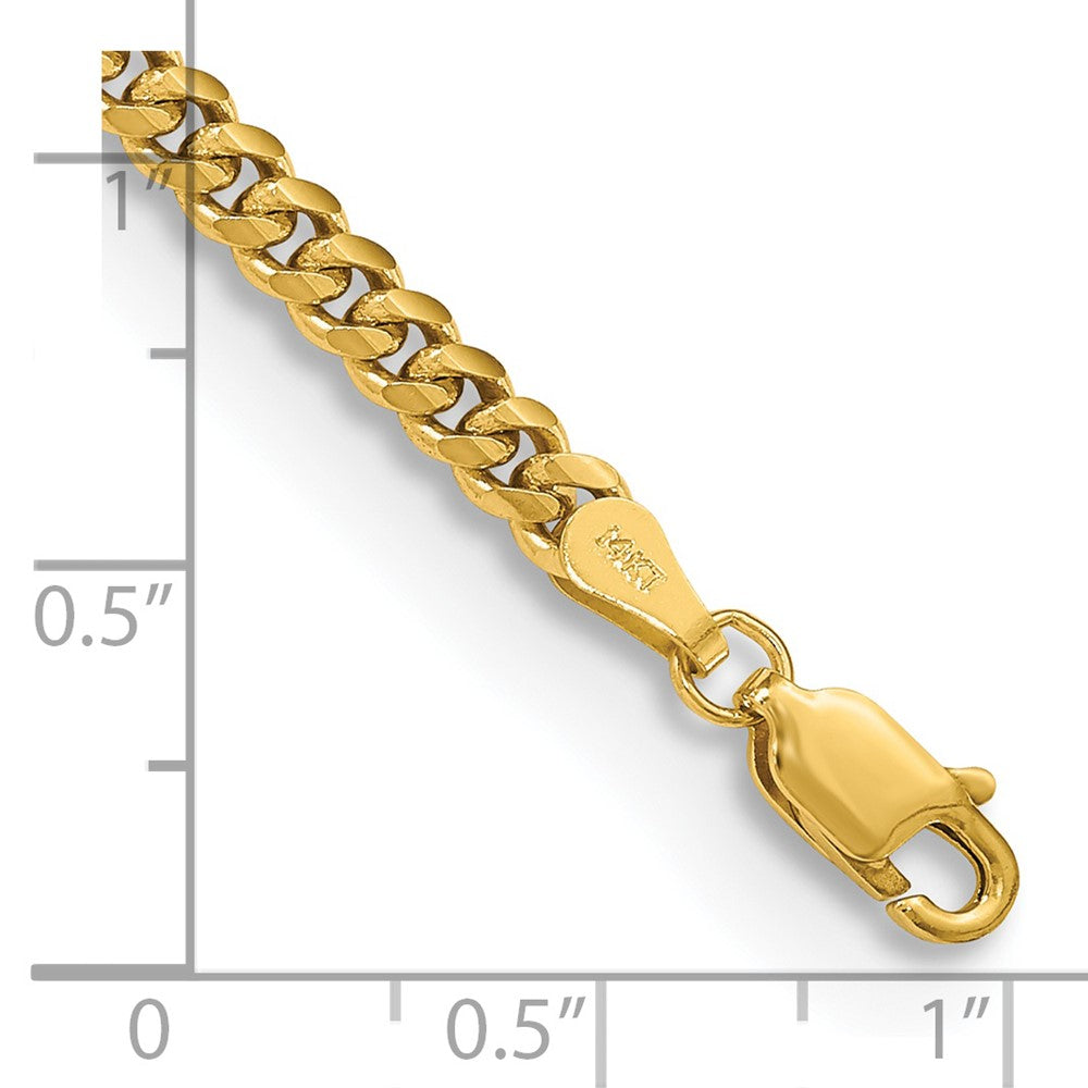14K Yellow Gold 3.5mm Solid Miami Cuban Link With Lobster Clasp Chain Bracelet
