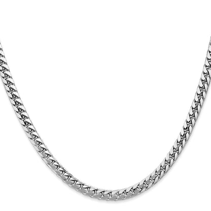 14K White Gold 4.3mm Solid Miami Cuban Link With Lobster Clasp Chain Necklace
