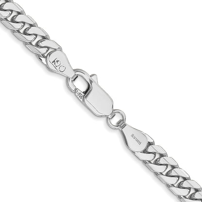 14K White Gold 22 Inch 4.3mm Solid Miami Cuban Link With Lobster Clasp Chain
