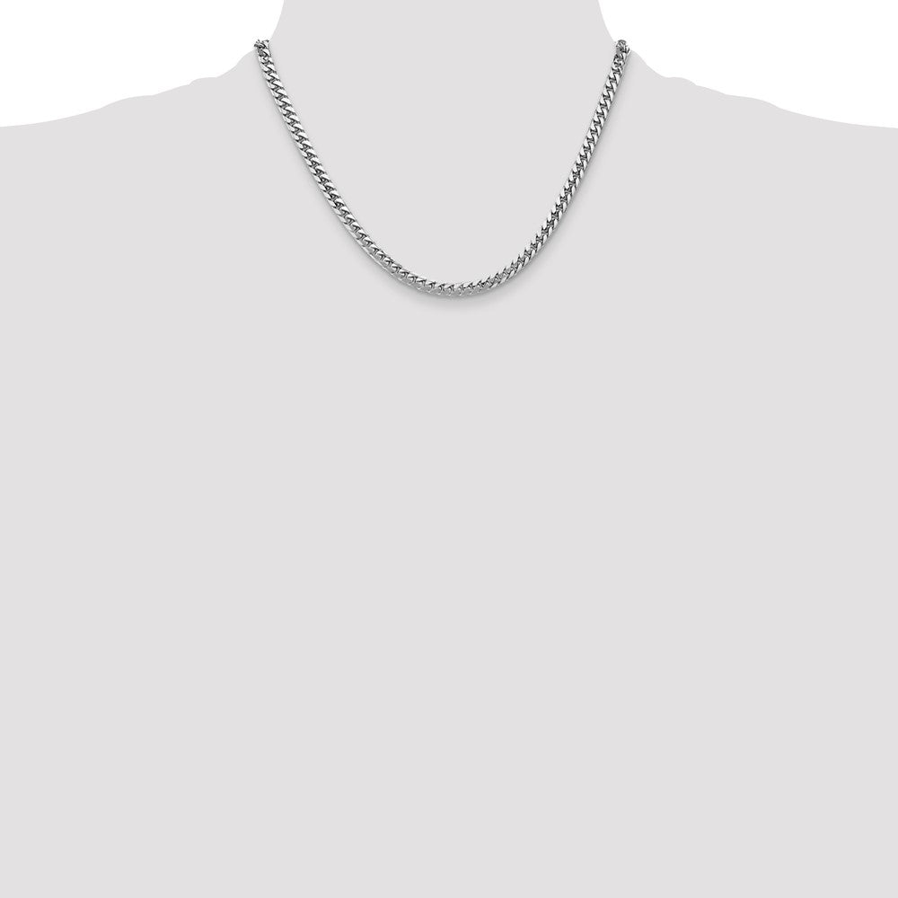 14K White Gold 4.3mm Solid Miami Cuban Link With Lobster Clasp Chain Necklace