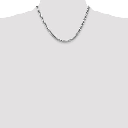 14K White Gold 4.3mm Solid Miami Cuban Link With Lobster Clasp Chain Necklace