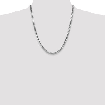14K White Gold 22 Inch 4.3mm Solid Miami Cuban Link With Lobster Clasp Chain
