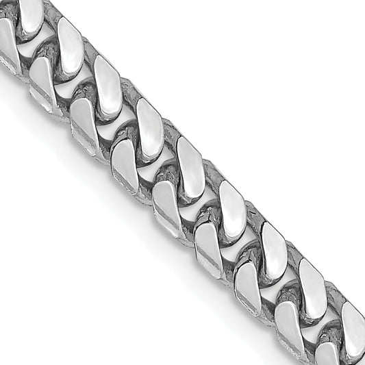 14K White Gold 26 Inch 4.3mm Solid Miami Cuban Link With Lobster Clasp Chain