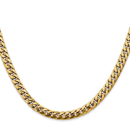 14K 24 inch 5mm Solid Miami Cuban Link with Lobster Clasp Chain Necklace