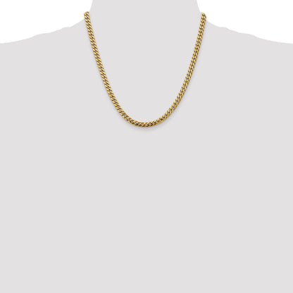 14K 20 inch 5mm Solid Miami Cuban Link with Lobster Clasp Chain Necklace